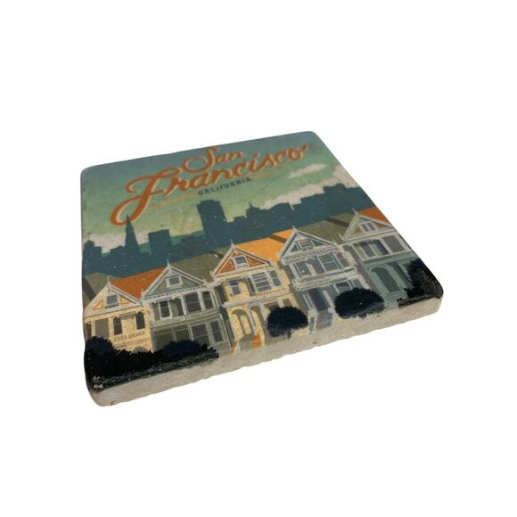 San Francisco Tile Cork Backed Souvenir Drink Coaster 4 Inch - Picture 2 of 6